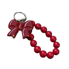 Practical Bowknot Keychain Unique Heart-Big burgundy bow bur