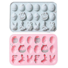 2pcs Easter Silicone Mold Rabbit Colored Egg Chocolate Cake Mold Baking Tools Manual Soap Mould