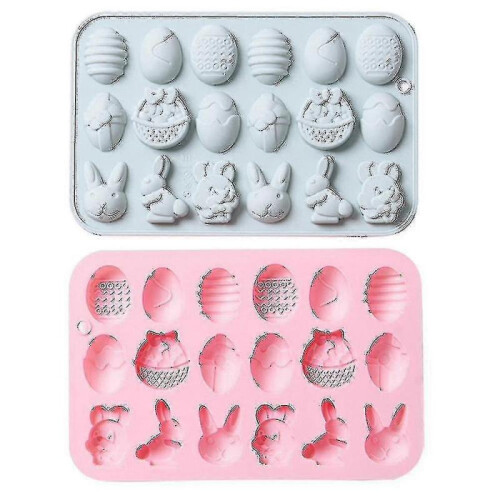 2pcs Easter Silicone Mold Rabbit Colored Egg Chocolate Cake Mold Baking Tools Manual Soap Mould