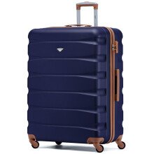 (Large 29") Flight Knight Hard Shell ABS Medium, Large Check-In And Carry On Suitcases - SAFIR - Navy/Tan