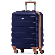 (55x40x20cm) Flight Knight Hard Shell ABS Medium, Large Check-In And Carry On Suitcases - SAFIR - Navy/Tan