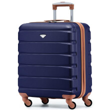 (56x45x25cm) Flight Knight Hard Shell ABS Medium, Large Check-In And Carry On Suitcases - SAFIR - Navy/Tan