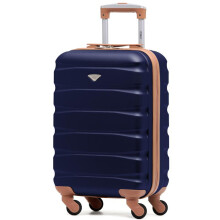 (55x35x20cm) Flight Knight Hard Shell ABS Medium, Large Check-In And Carry On Suitcases - SAFIR - Navy/Tan