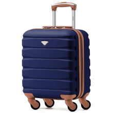 (45x36x20cm) Flight Knight Hard Shell ABS Medium, Large Check-In And Carry On Suitcases - SAFIR - Navy/Tan