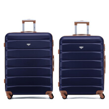 (M + L) Flight Knight Hard Shell ABS Medium, Large Check-In And Carry On Suitcases - SAFIR - Navy/Tan
