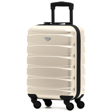 (55x35x20cm) Flight Knight Hard Shell ABS Medium, Large Check-In And Carry On Suitcases - SAFIR - Cream/Black