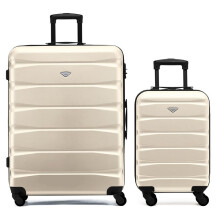 (S + L) Flight Knight Hard Shell ABS Medium, Large Check-In And Carry On Suitcases - SAFIR - Cream/Black