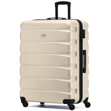 (Large 29") Flight Knight Hard Shell ABS Medium, Large Check-In And Carry On Suitcases - SAFIR - Cream/Black