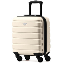 (45x36x20cm) Flight Knight Hard Shell ABS Medium, Large Check-In And Carry On Suitcases - SAFIR - Cream/Black