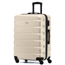 (Medium 25") Flight Knight Hard Shell ABS Medium, Large Check-In And Carry On Suitcases - SAFIR - Cream/Black