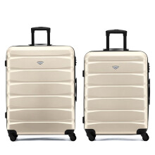 (M + L) Flight Knight Hard Shell ABS Medium, Large Check-In And Carry On Suitcases - SAFIR - Cream/Black
