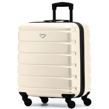 (56x45x25cm) Flight Knight Hard Shell ABS Medium, Large Check-In And Carry On Suitcases - SAFIR - Cream/Black