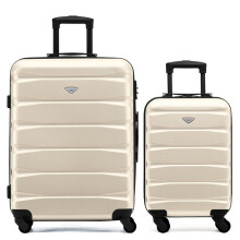 (S + M) Flight Knight Hard Shell ABS Medium, Large Check-In And Carry On Suitcases - SAFIR - Cream/Black
