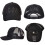 Black baseball cap with black embroidered lettering. 2