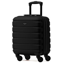 (45x36x20cm) Flight Knight Hard Shell ABS Medium, Large Check-In And Carry On Suitcases - SAFIR - Black Mono