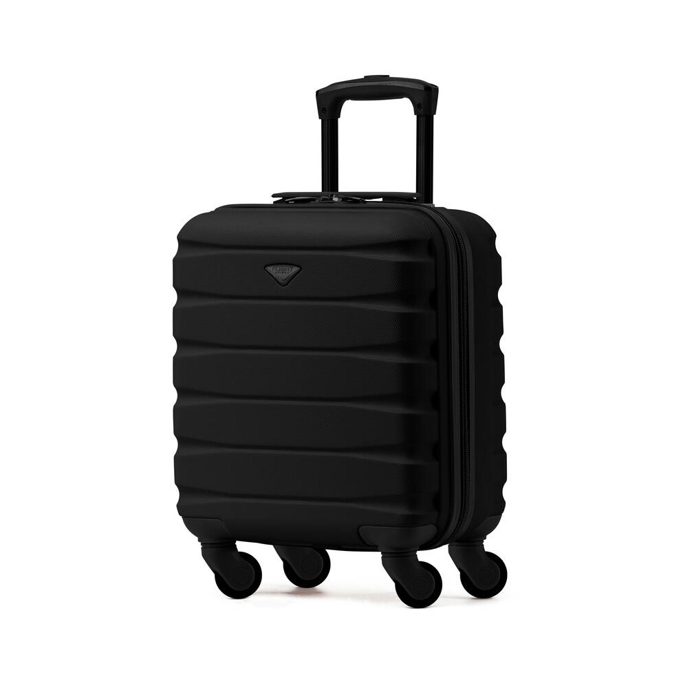 (45x36x20cm) Flight Knight Hard Shell ABS Medium, Large Check-In And Carry On Suitcases - SAFIR - Black Mono-image-OPC-PKHFVCY-NEW
