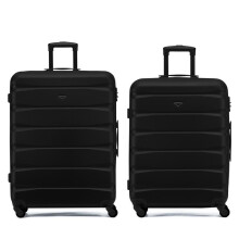 (M + L) Flight Knight Hard Shell ABS Medium, Large Check-In And Carry On Suitcases - SAFIR - Black Mono