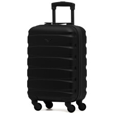 (55x35x20cm) Flight Knight Hard Shell ABS Medium, Large Check-In And Carry On Suitcases - SAFIR - Black Mono