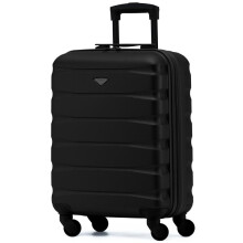 (55x40x20cm) Flight Knight Hard Shell ABS Medium, Large Check-In And Carry On Suitcases - SAFIR - Black Mono