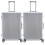 (L x 2) Flight Knight Hard Shell  Aluminium Frame, ABS Outer Check in Carry On Suitcases - Straight Vertical Lines - Silver 1