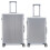 (M + L) Flight Knight Hard Shell  Aluminium Frame, ABS Outer Check in Carry On Suitcases - Straight Vertical Lines - Silver 1