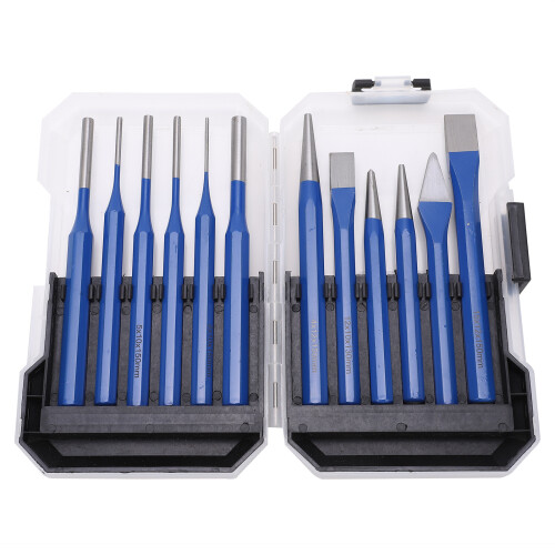 12Pcs Chisel Punch Kit Conical Cylindrical Flat