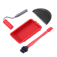 Silicone Glue Kit Silicone Roller With Tray Wood Glue Applicator Set Reusable Hand Tool Kit Includes Brush And Spreader