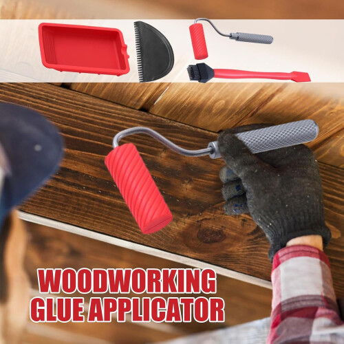 Multi-Purpose Glue Applicator Set Silicone Roller Brush, Spreader Tray Woodworking Crafts Nonstick Coating 1