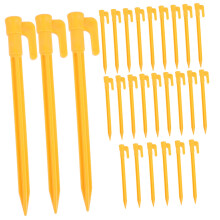 Camping Tent Stakes 24 Pack ABS Plastic Ground Pegs Flat Head Pointed Tips For Tents Canopies Tarps Lightweight Reusable