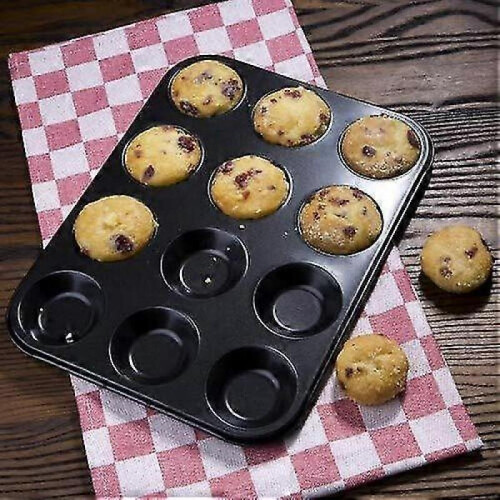 12 Cups Non-stick Muffin Tray, Cupcake Tin for Cupcakes, Pudding & Baking Tin 2