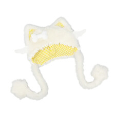 Furry Devil Ear Kitten Hat White Headwear for Women-White