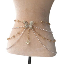 Elegant Flower Butterfly Pearls Waist-Pearl Butterfly Tass