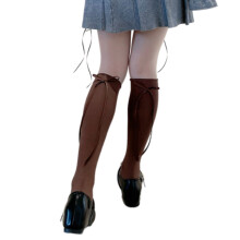 Women's Stylish Cotton Long Socks with Elegant-Coffee color
