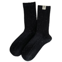 Fashionable Versatile Middle Calf Socks with Dots Yarn-Black