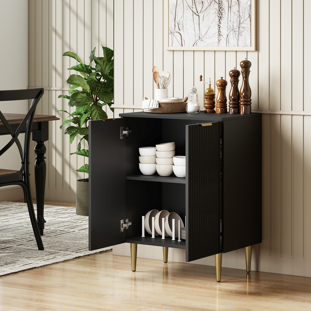 Homcom Black Sideboard Buffet Cabinet With Adjustable Shelf,
