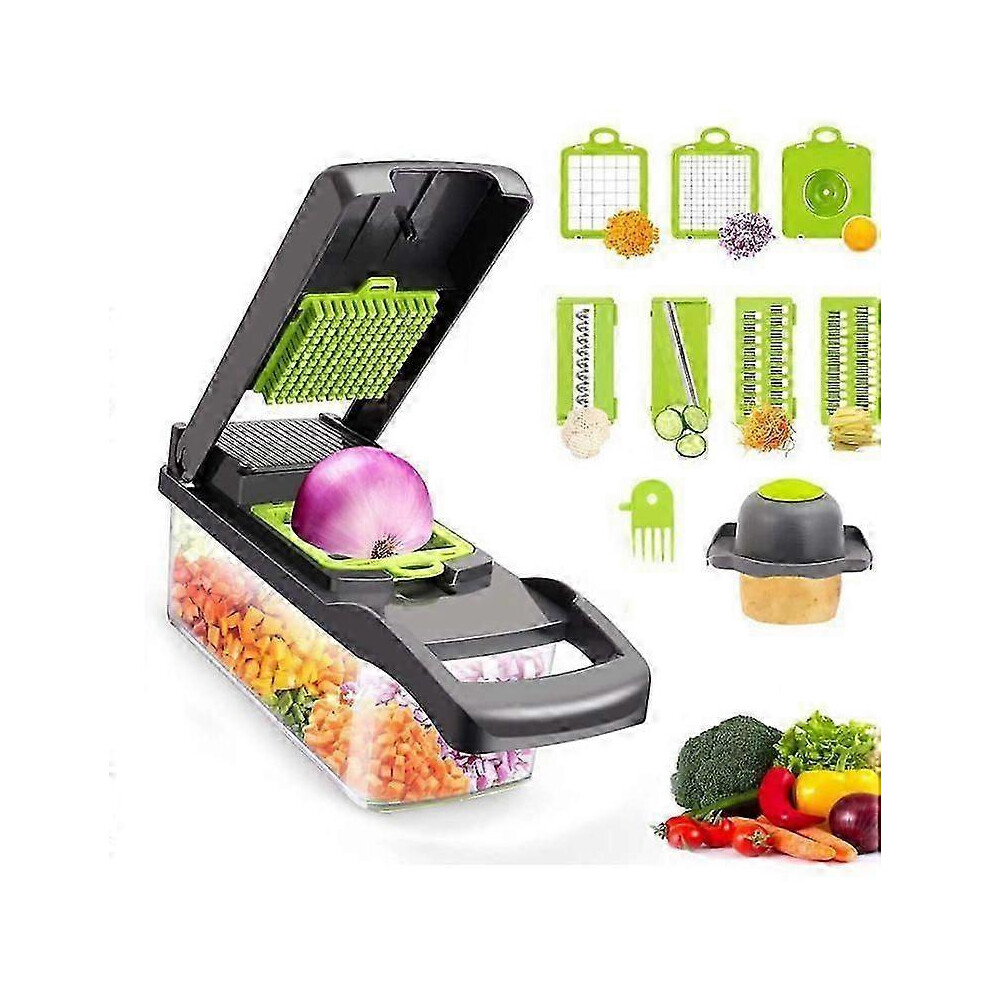 Vegetable Chopper, 12 in 1 Professional Mandoline Slicer for Kitchen, Multifunctional Chopper for Onions, Potatoes, Tomatoes, Vegetables with 8 Blades