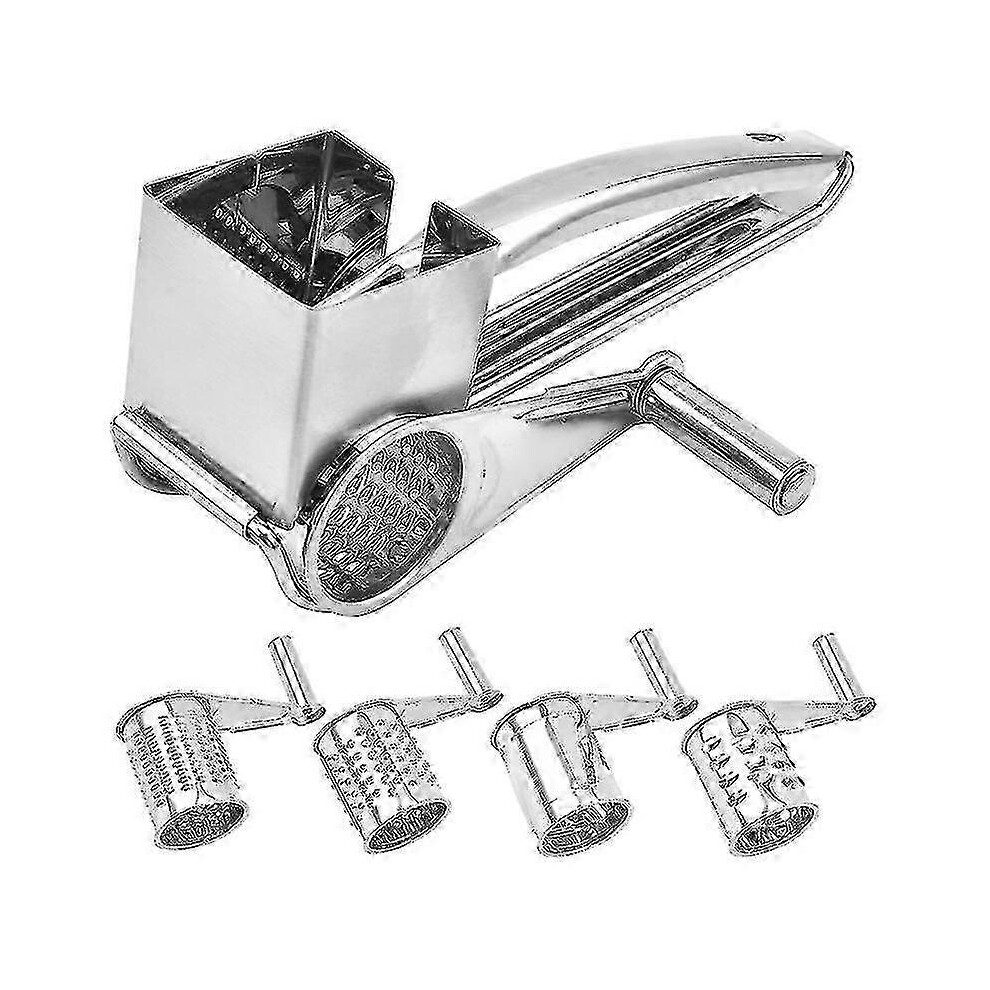 Stainless steel cheese grater with 4 drum blades