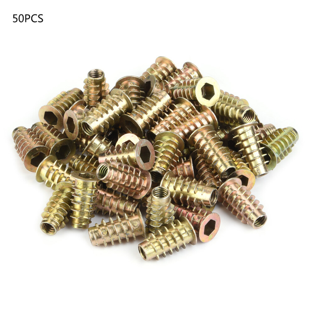 50Pcs M6 Zinc Alloy Inside Hex Socket Insert Nuts