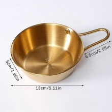 (400 ml, Gold) Runde Reisweinschale mit Griff, Edelstahl, Haushaltswaren, Soßenschalen, Tassen, Geschirr
