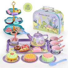 (Dinosaurier) Teeparty-Set für Jungen und Mädchen, Spielset für die Küche, Geschenk mit Teekanne, Geschirr,