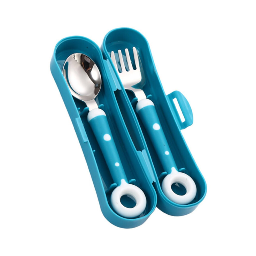Stainless Steel Tableware With Silicone Handle Ergonomic Learning Spoon And Fork Gum-Friendly Green Safe Eating Utensils