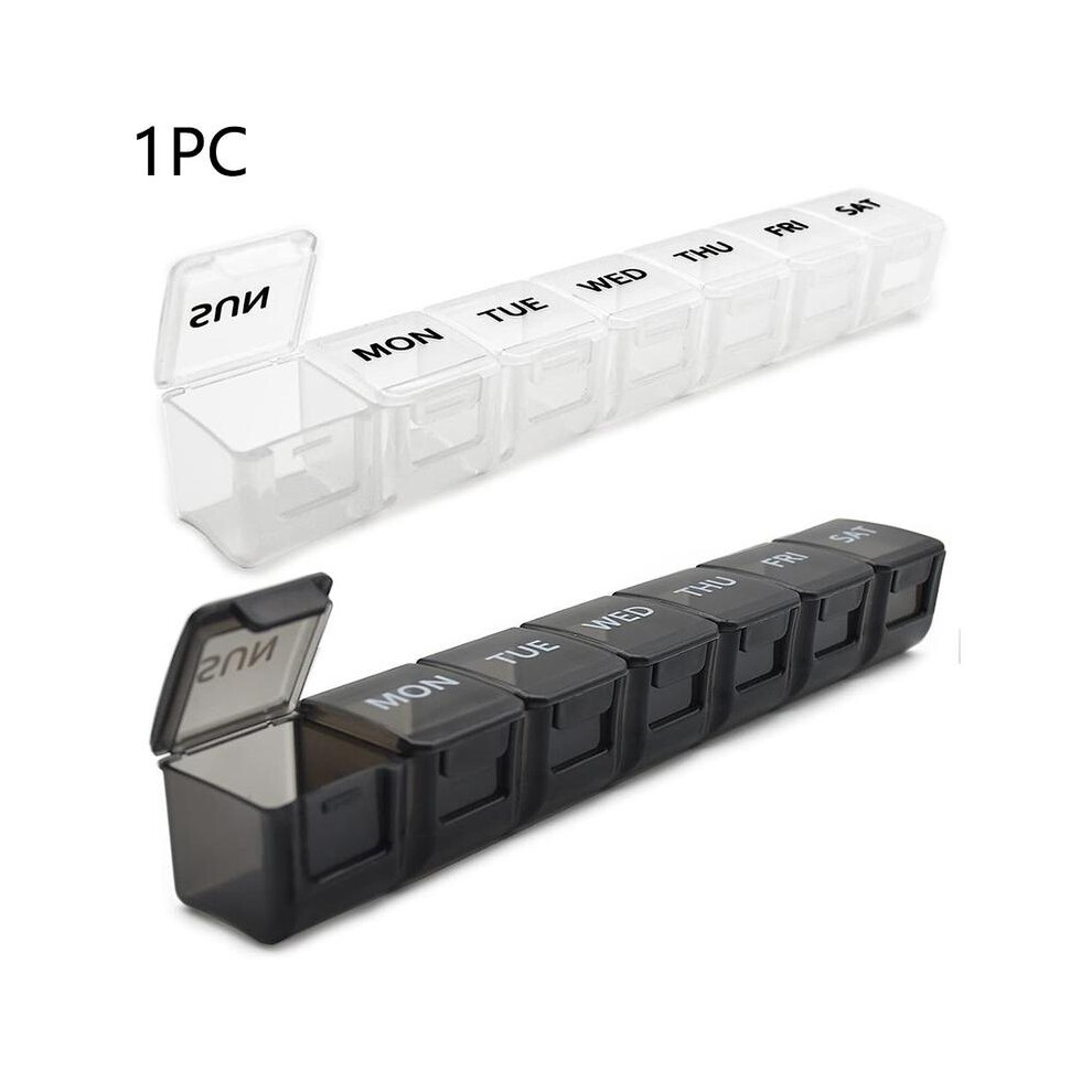 Black (1 Count, ) Weekly Pill Organizer, 1 Countâ 7 Day Pill Case, Daily Vitamin Case Medicine Box, Pill Containers For Medicine Supplements Fish Oil