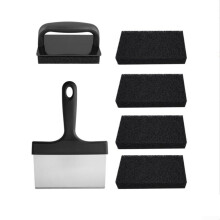 Flat Top Griddle Cleaning Kit Stainless Steel Scraper And Brush Set For Oil And Residue Removal On Grill Grates Cast Iron