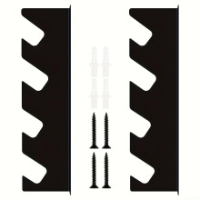 Wall Mounted Metal Garden Tool Rack 2-Pack Heavy Duty Garage Organizer For Shovels Rakes Brooms 39x10cm Black
