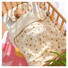 Dotted Backing Baby Blanket Breathable Summer Cooling Blanket For Kindergarten Toddler Grapefruit Color Cute Print