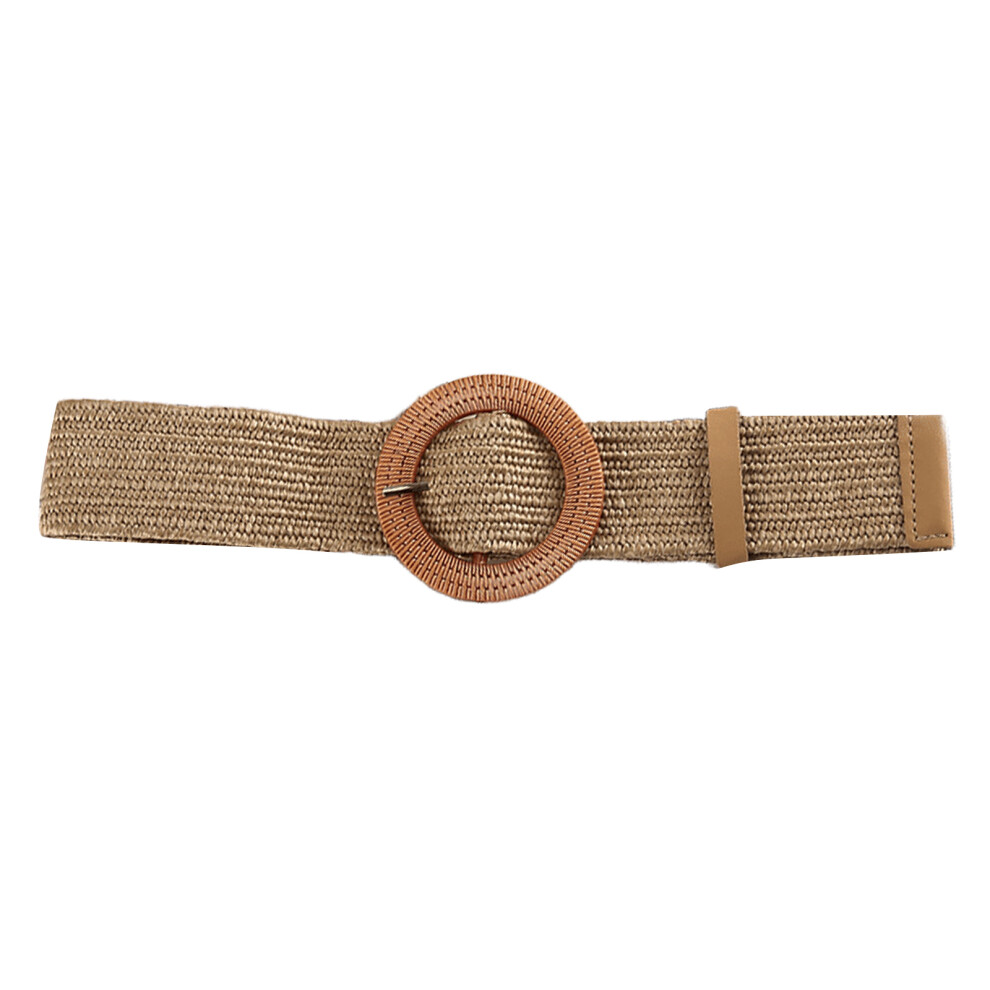 Waist Belt for Jeans Dresses Women Waist-Round buckle khaki-image-OPC-PKHHHTS-NEW