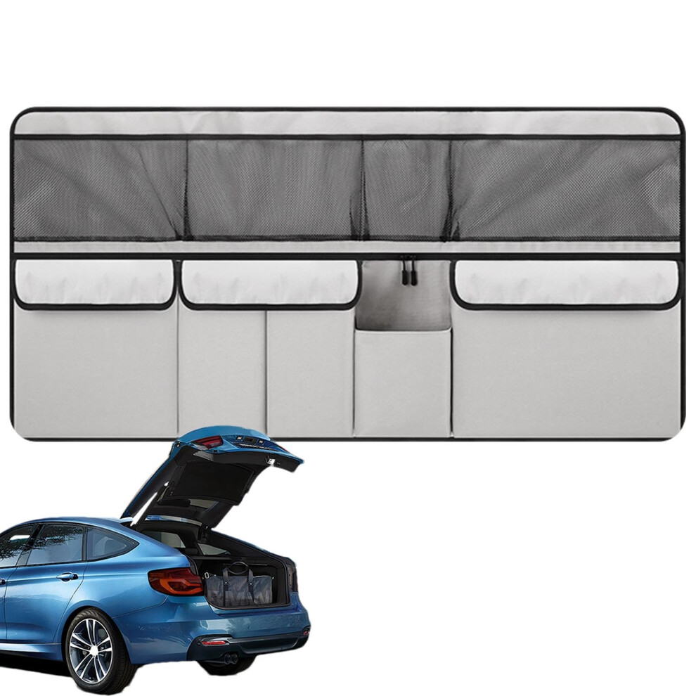 Back Seat Trunk Storage Bag Waterproof Car Trunk Organizer For Back Seat Road Trip Vehicle Cargo Bag Gray 9016109892904
