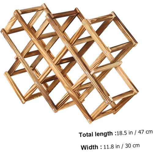 Foldable Wine Rack Storage Stand Carbonized Brown For Home Bar Kitchen Display Shelf Organizer Space Saving Design Compact Size 1