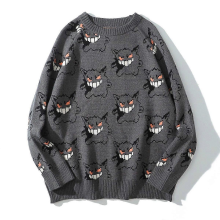 Pokemon Gengar Christmas Day Fall Round Neck Long Sleeve Pullover Couple Men Women Unisex Little Monster Jacquard Sweater1L