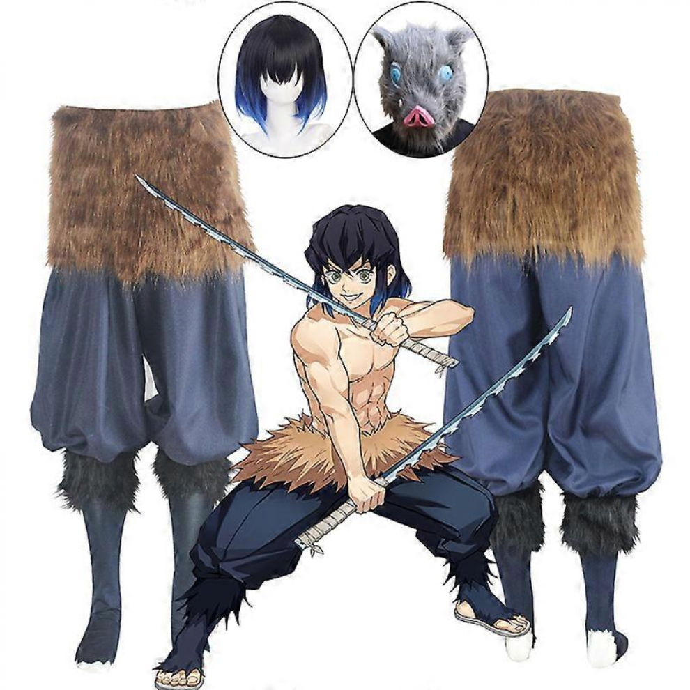 Inosuke Cosplay Demon Slayer Kimetsu No Yaiba Cosplay Costume Anime Uniform Wig Mask Halloween Costume Adultfull setM-image-OPC-PKHJ2JV-NEW